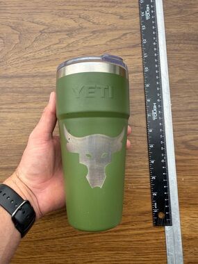 Yeti Olive Green Tumbler with Steel Bull Logo 26oz